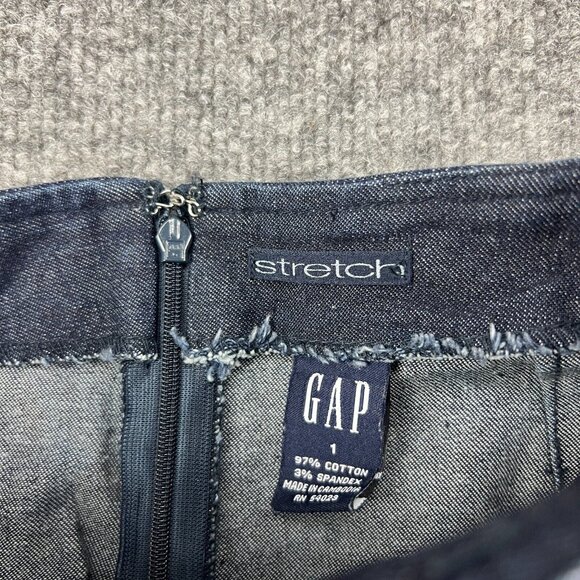 Vintage GAP Jean Skirt Women's 1 Dark Blue Pencil Zip Up Below Knee Cotton - Picture 2 of 6